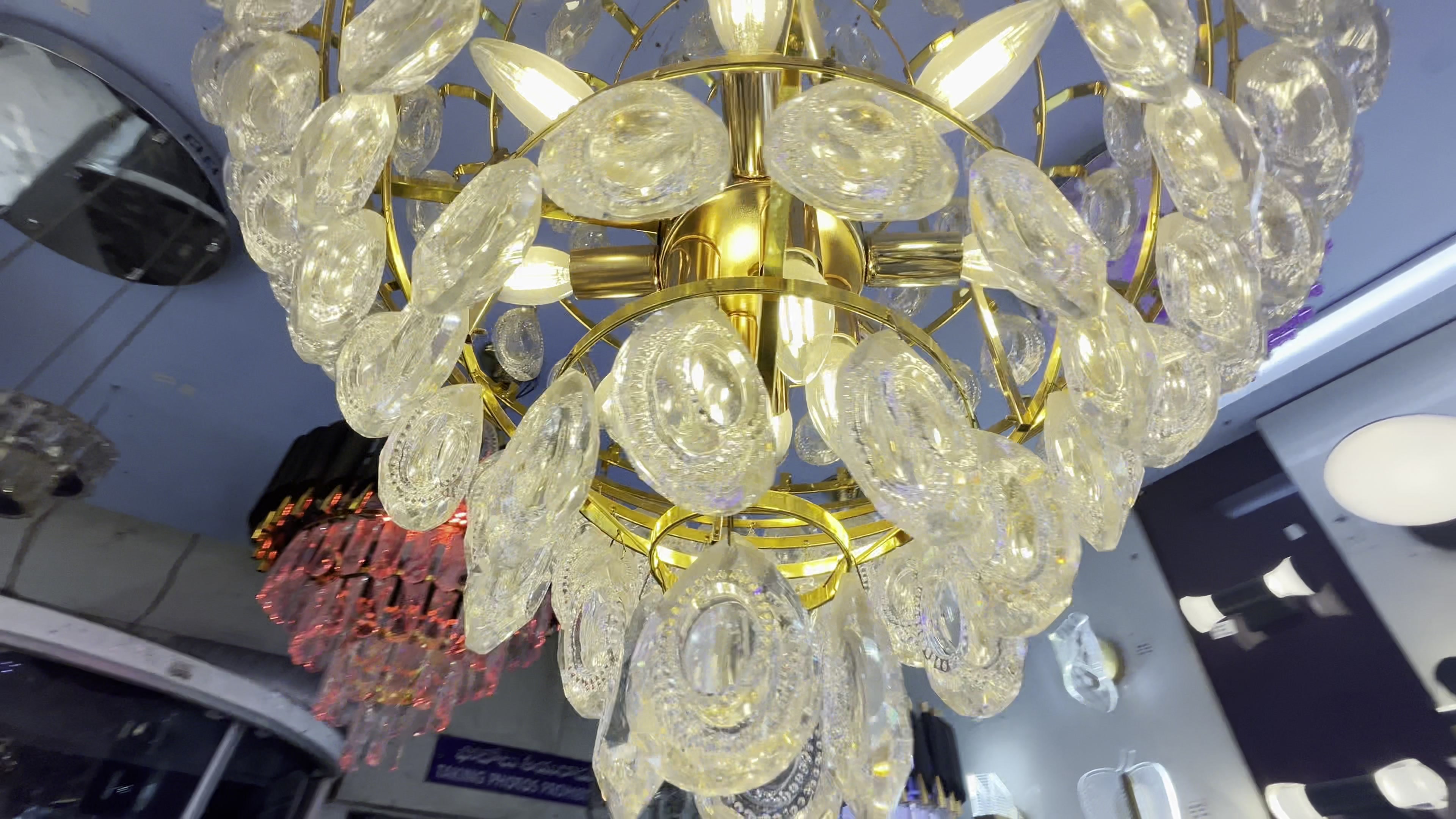 Recessed and decorative ceiling lights on show in the lighting hall